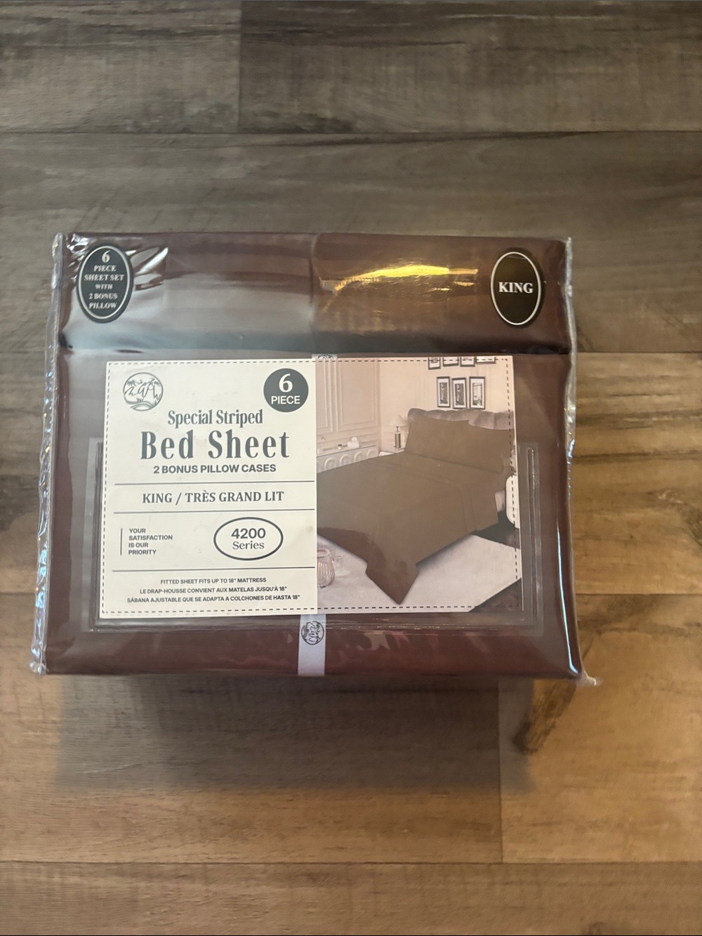 Special Striped Bed Sheet King Size - Brown